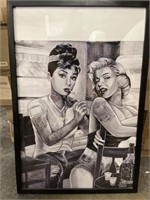 Marilyn & Audrey Tattoo Poster in Frame