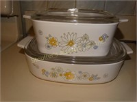 2 Corning ware lidded casserole dishes Floral