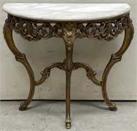 Carved Wood & Marble Table Rococo Style