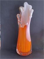 Orange White Glass vase, see bottom picture for