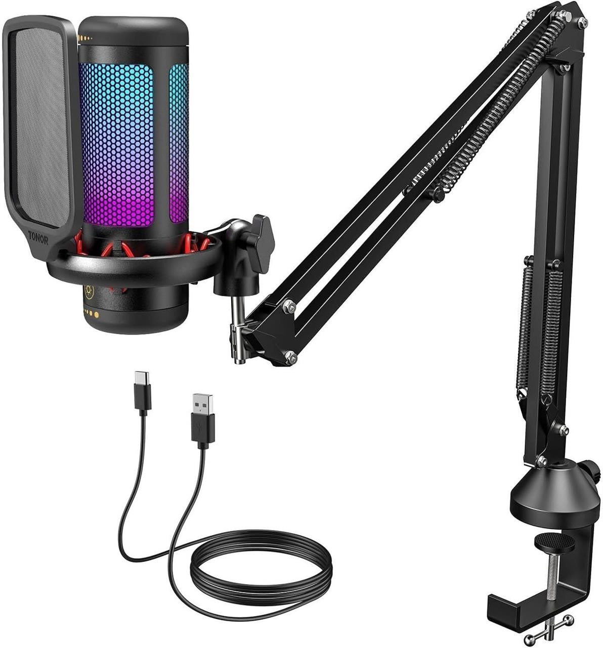 TONOR RGB Condenser Mic with Boom Arm