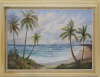 Carl Larson Beach Scene Oil On Canvas