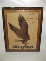 16"x 20" Wood Lacquered Snap On Eagle Clock