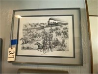 "Oklahoma Land Run" framed by Lon Larson, #1128