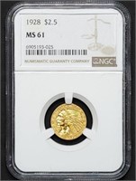 1928 $2.50 Indian Gold Quarter Eagle NGC MS61