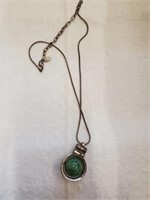 Goldtone Necklace W/ Round Spining Stone