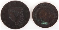 1817 LARGE CENT COIN & 1892 CANADIAN VICTORIA CENT