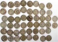 JOHN KENNEDY 1965-70 HALF DOLLAR COINS - LOT OF 50