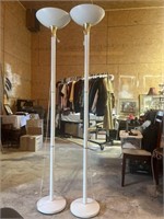 2 - White and Brass  Metal Frame Floor Lamps