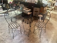 2 Rod Iron Chairs and Rod Iron Plant Stand/Table