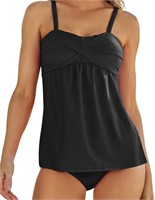 ($49) Women's Solid Ruched Tankini Top,XL