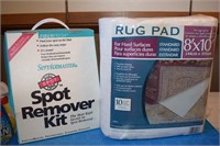 New 8x10 non-slip Rug Pad & Spot Remover Kit