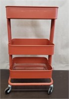 3 Tier Metal Rolling Cart. 17"x14"x30.5"