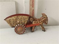 tin wind-up Donkeys & Cart toy (missing 1
