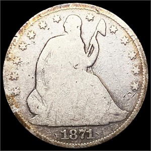 1871-S Seated Liberty Half Dollar NICELY