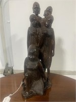 Carved Wood African Sculpture, Let's Pull Together