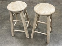 Pair of 2’ tall White Wooden Stools