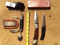 Camping knife, 2-knives, 1 sharpening stone