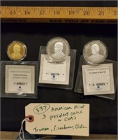3 American Mint coins Truman Eisenhower Clinton