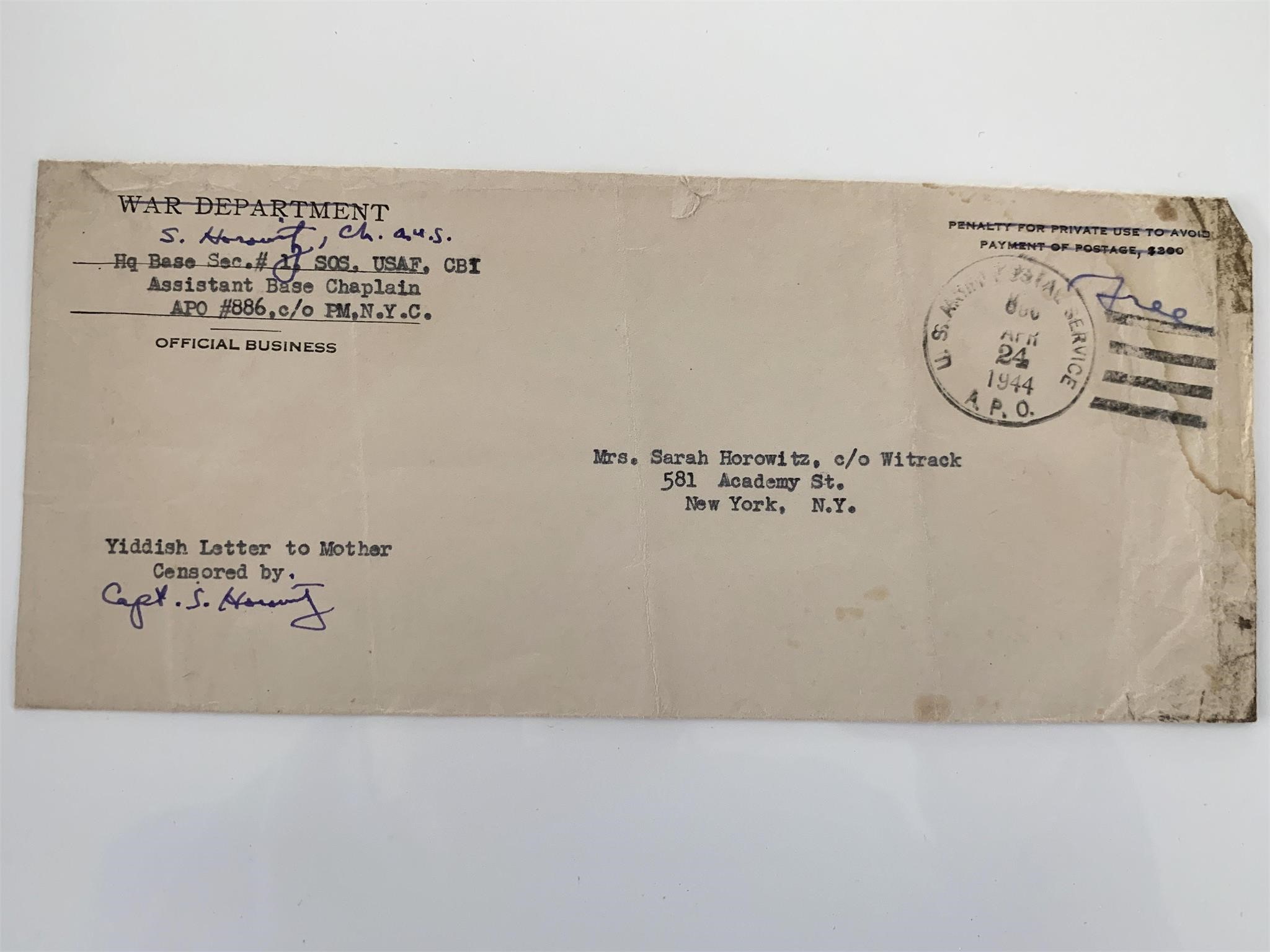 1944 War Department Envelope