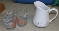 Disney Glasses / Floral Pitcher