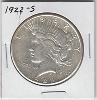 US Coins Peace Silver Dollar 1922-S