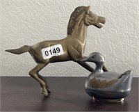 Brass Horse & Pewter Duck Trinket Box