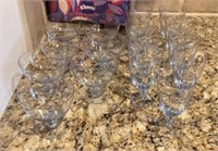 Assorted blue crystal glasses