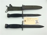Lot of 2-Military Knife Marked USM 8 AI w/ Sheath