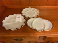 gold rim deviled egg tray and 2 pickle trays