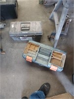 2 tool boxes and contents & oil drain pan