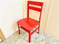 Small Vintage Child's School Chair - painted red