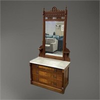 Antique Ornate Walnut Dresser Vanity
