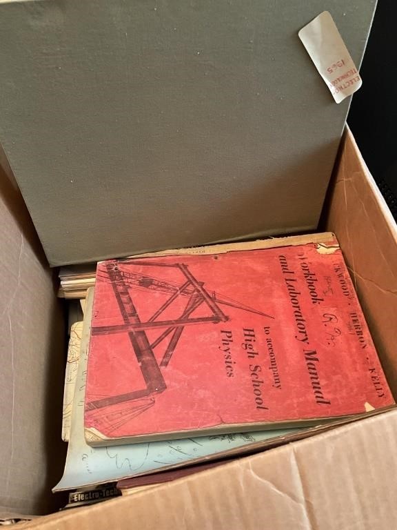 Box of books and maps
