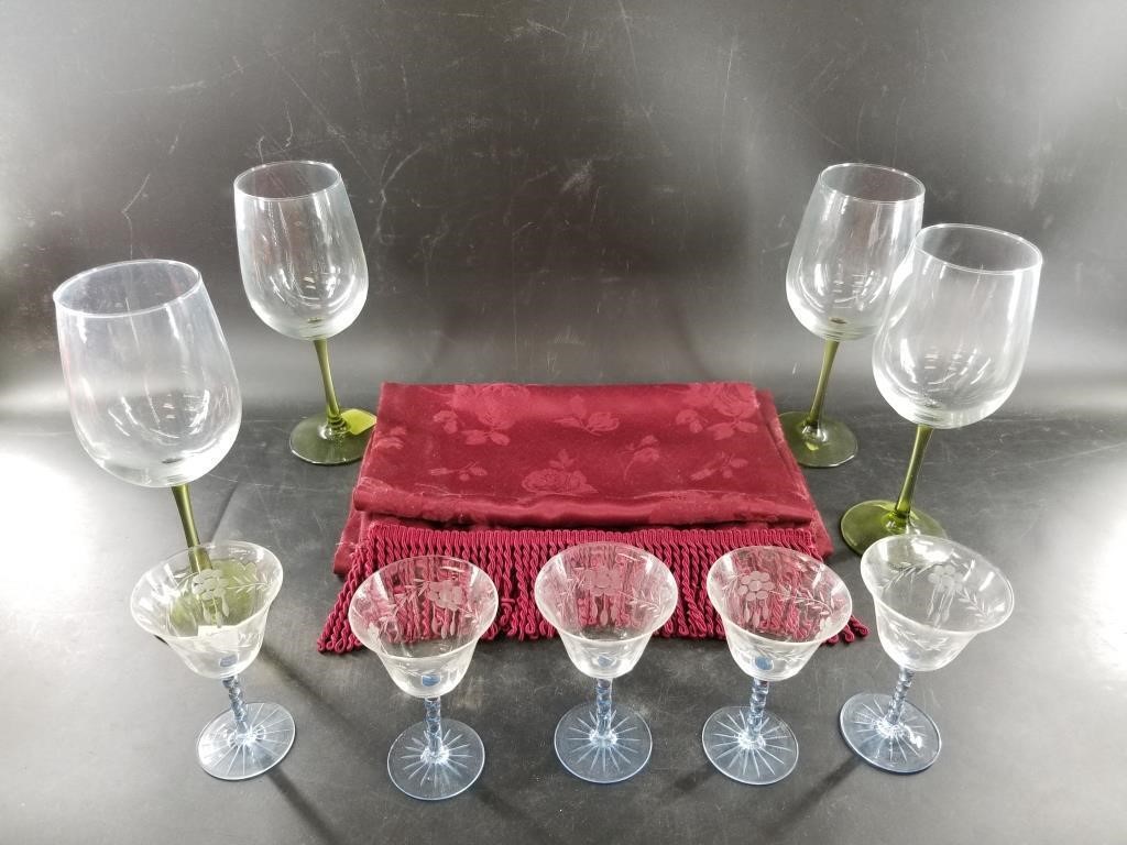 Assorted crystal stemware