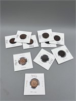 10 Various Date Mexican Coins 1910-1948