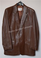 (B2) Skully Size 40 Genuine Brown Leather Blazer