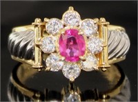 18kt Gold/Platinum 1.14 ct Ruby & Diamond Ring