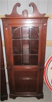 Vintage corner display cabinet. Measures 69" h x