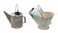 Lot Of 2 Vintage Galvanized Bucket / Can