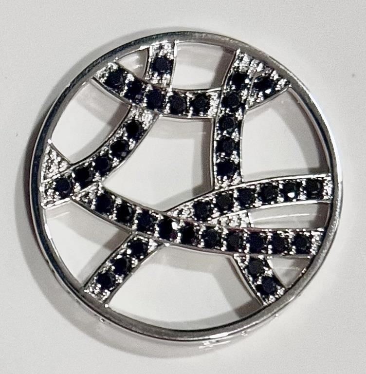 925 Sterling Silver Onyx & Diamond Pendant