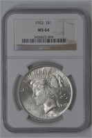 1922 Peace Silver Dollar NGC MS64