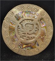 RRB Sterling .925 & Abalone Circle Brooch