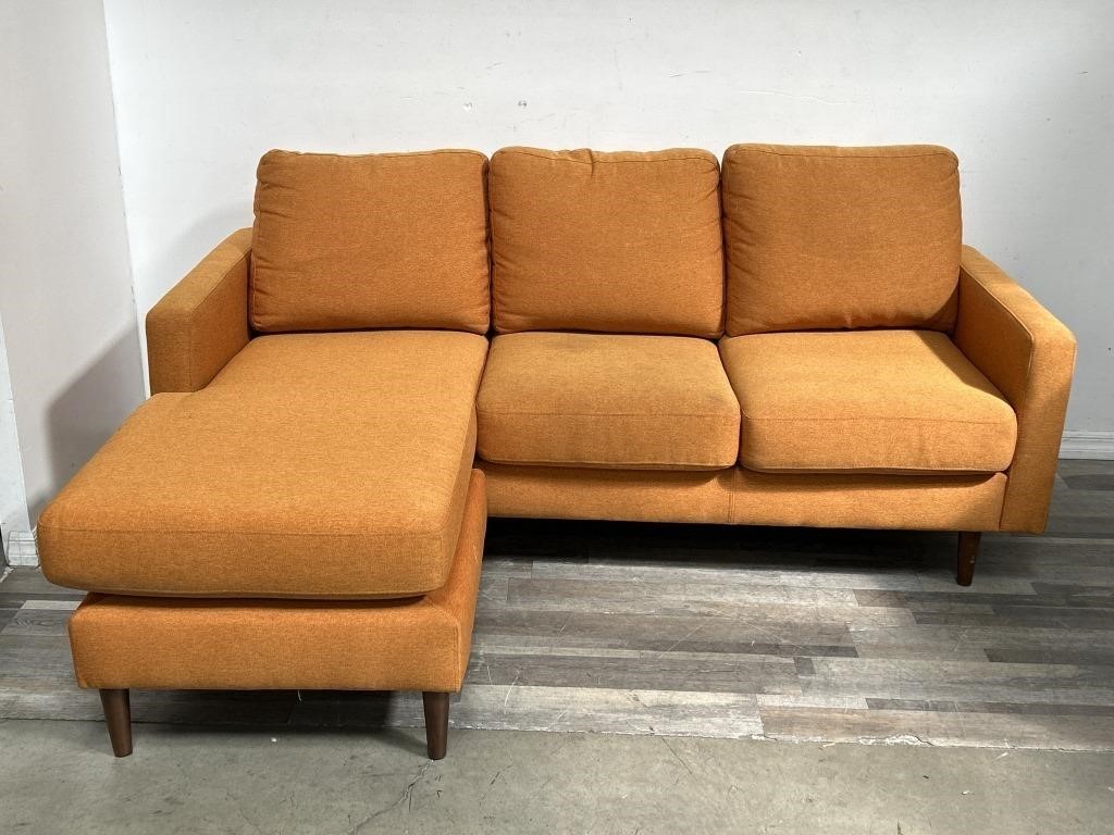 Mid century-style orange upholstered sectional