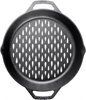 12" Cast Iron Dual Handle Grill Basket