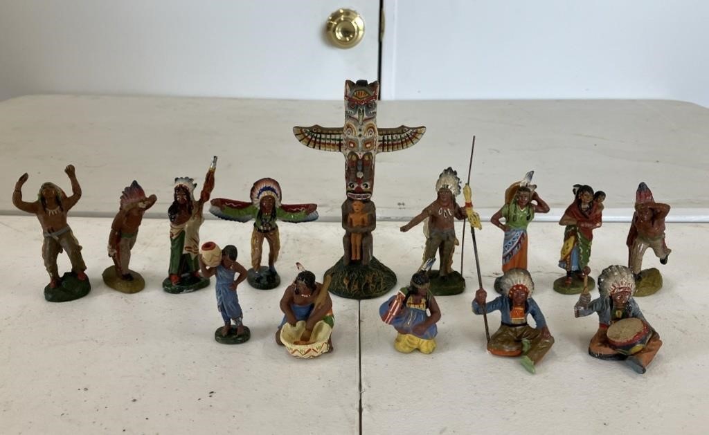 VTG Elastolin Native American Chiefs Totem Pole