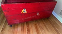 VTG Red Solid Wood Wheeled Cart
 39” x 17-1/2” x
