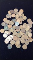 Group lot of about 80 US old wheat back pennies ,