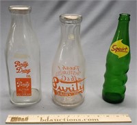 Vintage Milk Bottles & Squirt Soda Bottle