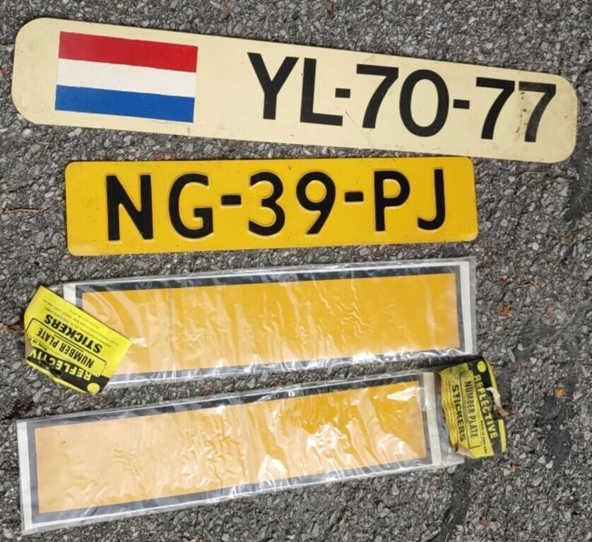 European License Plates & Backing Stickers